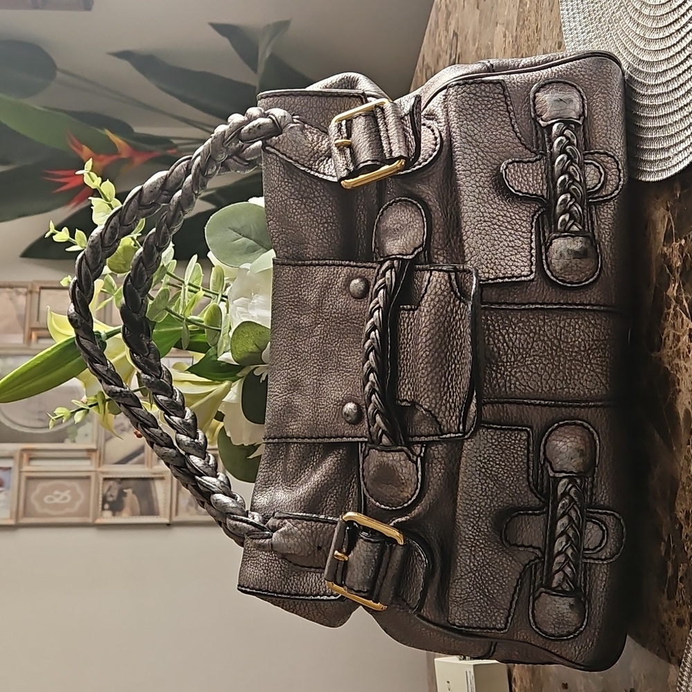 Authentic VALENTINO GARAVANI Histoire Bag - Metallic Anthracite Leather with COA